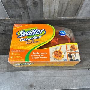 Swiffer Carpet Flick Carpet Sweeper Starter Kit With 4 Cleaning Cartridges